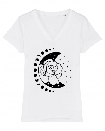 Moon Flower Moon Phases bw White