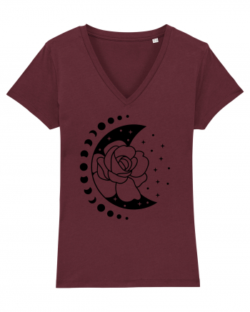 Moon Flower Moon Phases bw Burgundy