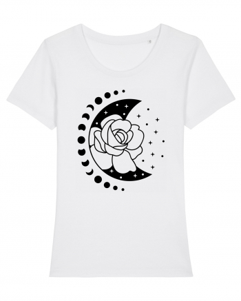 Moon Flower Moon Phases bw White