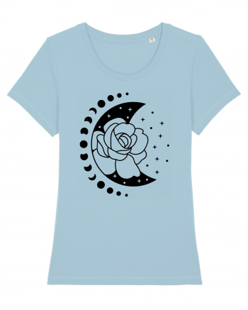 Moon Flower Moon Phases bw Sky Blue