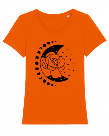 Moon Flower Moon Phases bw Bright Orange