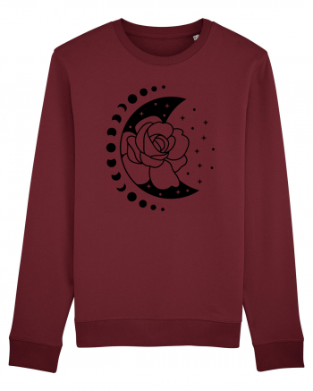 Moon Flower Moon Phases bw Burgundy