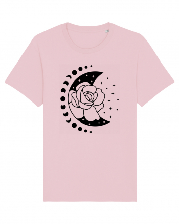 Moon Flower Moon Phases bw Cotton Pink