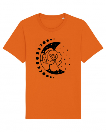 Moon Flower Moon Phases bw Bright Orange