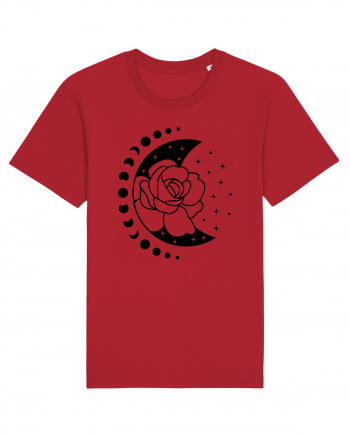 Moon Flower Moon Phases bw Red