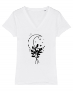 Moon Flower black Tricou mânecă scurtă guler V Damă Evoker