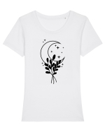 Moon Flower black Tricou mânecă scurtă guler larg fitted Damă Expresser