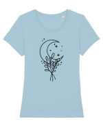 Moon Flower bw Tricou mânecă scurtă guler larg fitted Damă Expresser