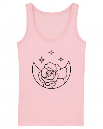 Moon Flower and Stars Cotton Pink