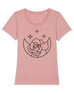 Moon Flower and Stars Tricou mânecă scurtă guler larg fitted Damă Expresser