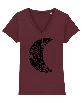 Moon Flowers black Burgundy
