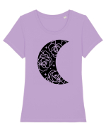 Moon Flowers black Tricou mânecă scurtă guler larg fitted Damă Expresser