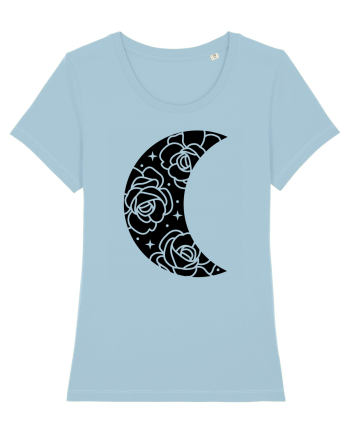 Moon Flowers black Sky Blue