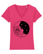 Celestial Flower Moon Tricou mânecă scurtă guler V Damă Evoker