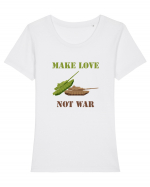 Make Love Not War Tricou mânecă scurtă guler larg fitted Damă Expresser