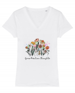 Grow Positive Thoughts Tricou mânecă scurtă guler V Damă Evoker