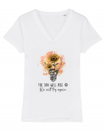 The Sun Will Rise We Will Try Again Tricou mânecă scurtă guler V Damă Evoker