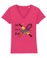 Like Love Bake Tricou mânecă scurtă guler V Damă Evoker