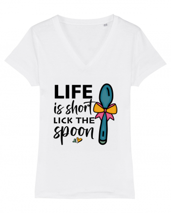 Life is short lick the spoon White