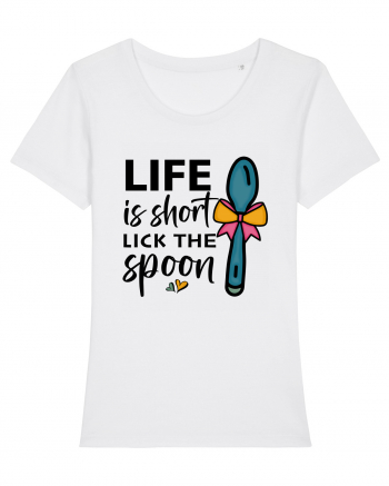 Life is short lick the spoon White