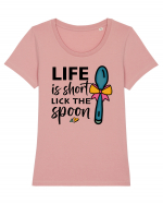 Life is short lick the spoon Tricou mânecă scurtă guler larg fitted Damă Expresser