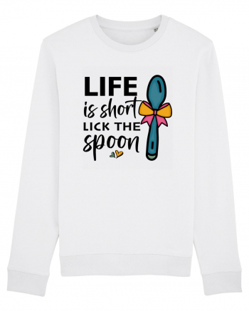 Life is short lick the spoon White