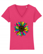 Sunflower summer colors Tricou mânecă scurtă guler V Damă Evoker