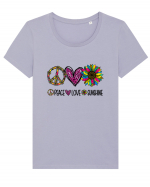 Peace Love Sunshine Tricou mânecă scurtă guler larg fitted Damă Expresser