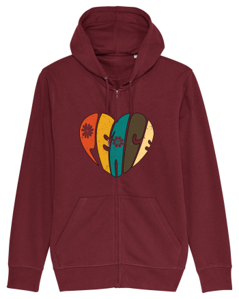 Peace Retro Heart Burgundy