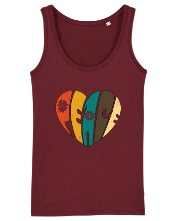 Peace Retro Heart Burgundy