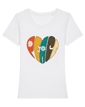 Peace Retro Heart White
