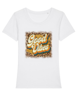 Good Vibes Tricou mânecă scurtă guler larg fitted Damă Expresser
