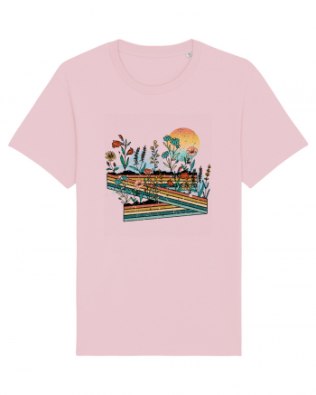 Retro Flowers Field Cotton Pink