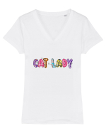 Cat Lady Tricou mânecă scurtă guler V Damă Evoker