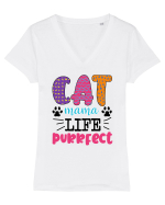 Best Cat Tricou mânecă scurtă guler V Damă Evoker