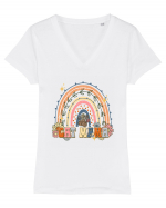 Cat Mama Rainbow Tricou mânecă scurtă guler V Damă Evoker