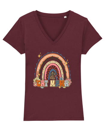 Cat Mama Rainbow Burgundy