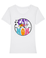 Cat Mom Tricou mânecă scurtă guler larg fitted Damă Expresser