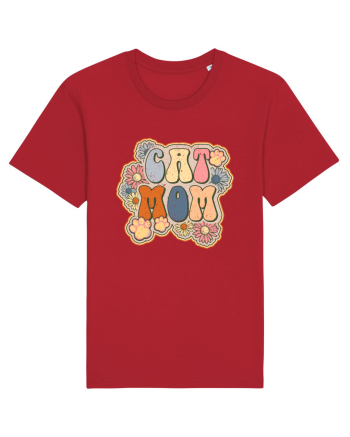 Cat Mom Hippie Red