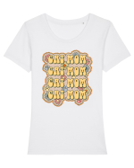 Retro Cat Mom Tricou mânecă scurtă guler larg fitted Damă Expresser