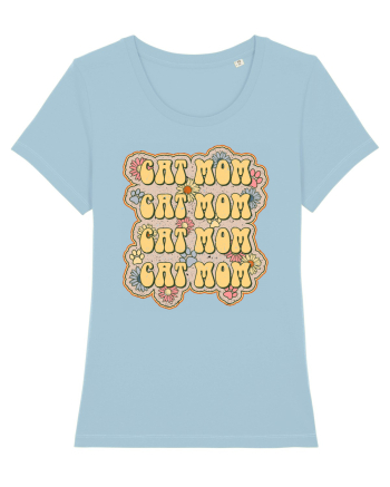 Retro Cat Mom Sky Blue