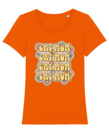 Retro Cat Mom Bright Orange