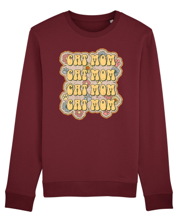 Retro Cat Mom Burgundy