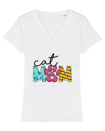 Cat Mom Tricou mânecă scurtă guler V Damă Evoker