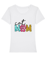 Cat Mom Tricou mânecă scurtă guler larg fitted Damă Expresser