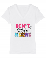 Don't stress meowt Tricou mânecă scurtă guler V Damă Evoker