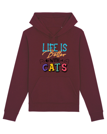 Life is better with cats Burgundy