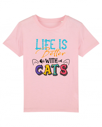 Life is better with cats Cotton Pink