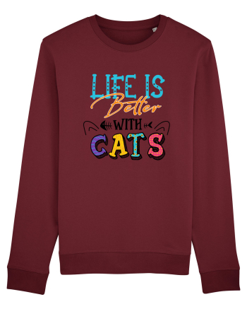 Life is better with cats Burgundy