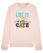 Life is better with cats Bluză mânecă lungă Unisex Rise